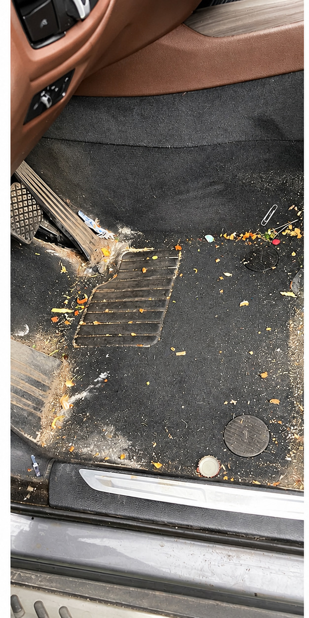 BMW Footwell - before detailing condition